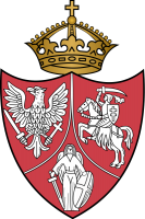 Herb powstańczy: Polska (Orzeł Biały), Litwa (Pogoń) i Ruś (Michał Archanioł)